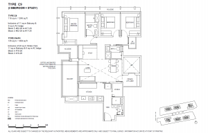 the continuum condo 3 bedroom study floorplan